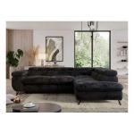 Narożnik - PEDRO L - strona prawa - czarny, plusz