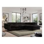 Narożnik - PEDRO L - strona prawa - czarny, plusz