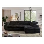 Narożnik - PEDRO L - strona prawa - czarny, plusz