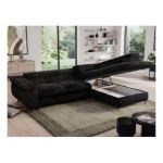 Narożnik - PEDRO L - strona prawa - czarny, plusz