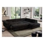 Narożnik - PEDRO L - strona prawa - czarny, plusz