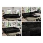 Narożnik - PEDRO L - strona prawa - czarny, plusz