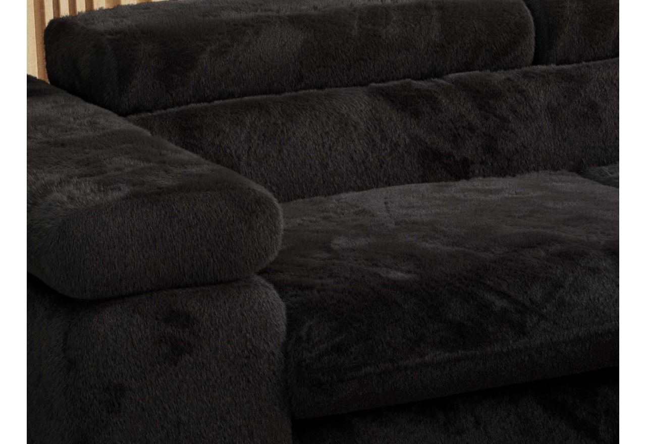 Narożnik - PEDRO L - strona prawa - czarny, plusz