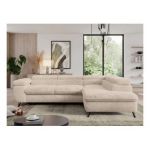 Narożnik - PEDRO L - strona prawa - kremowy, plusz