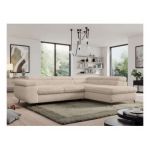 Narożnik - PEDRO L - strona prawa - kremowy, plusz