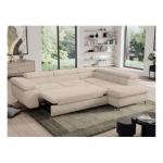 Narożnik - PEDRO L - strona prawa - kremowy, plusz