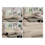 Narożnik - PEDRO L - strona prawa - kremowy, plusz