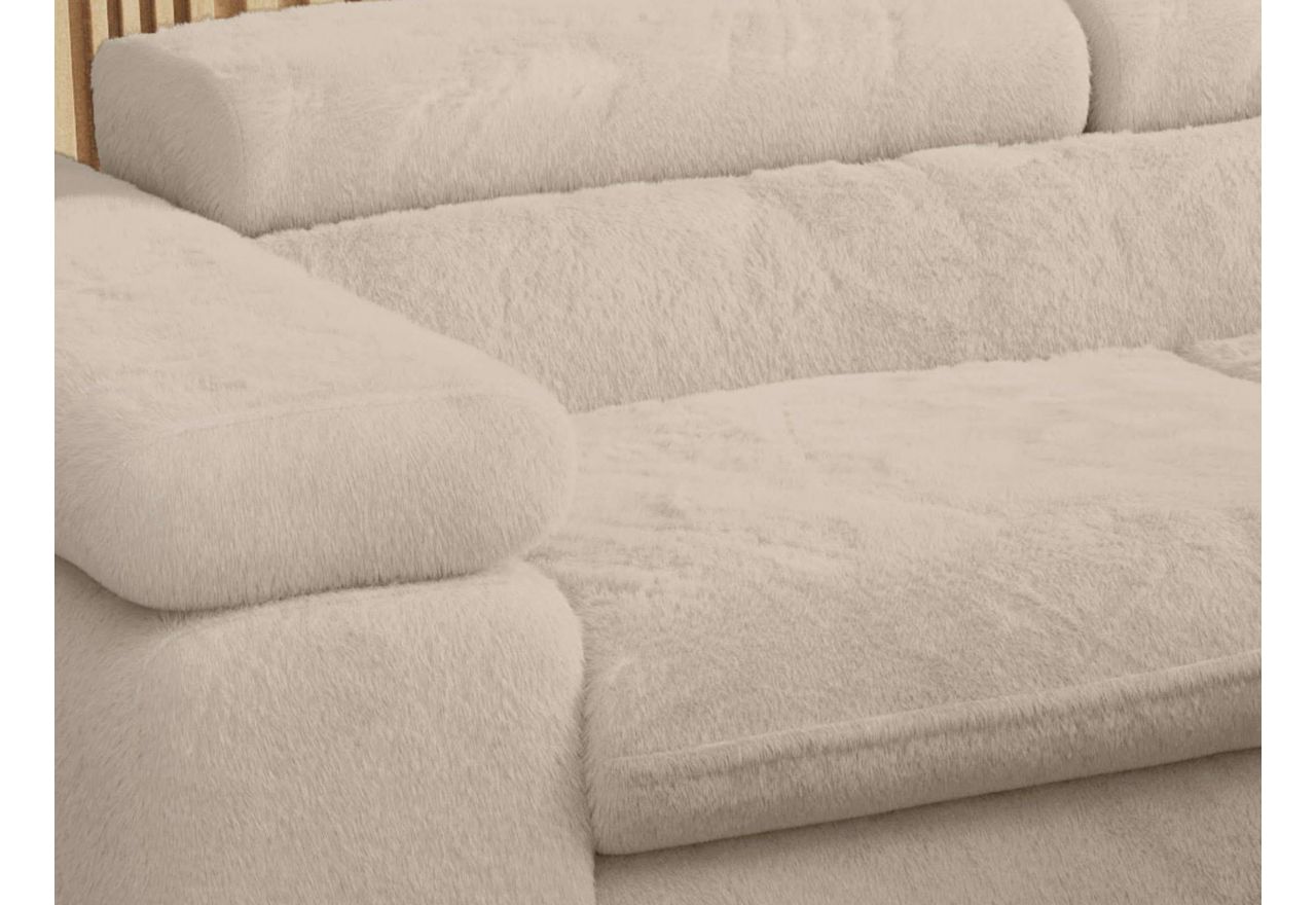 Narożnik - PEDRO L - strona prawa - kremowy, plusz