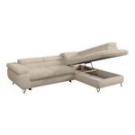 Narożnik - PEDRO L - strona prawa - kremowy, plusz