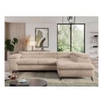 Narożnik - PEDRO L - strona prawa - beżowy, plusz