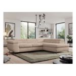 Narożnik - PEDRO L - strona prawa - beżowy, plusz