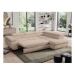 Narożnik - PEDRO L - strona prawa - beżowy, plusz