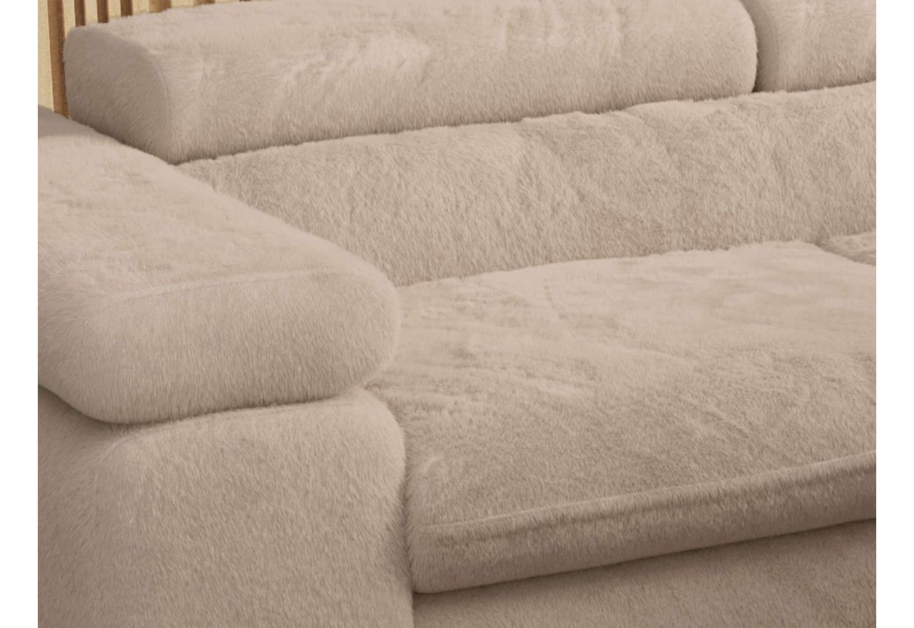 Narożnik - PEDRO L - strona prawa - beżowy, plusz