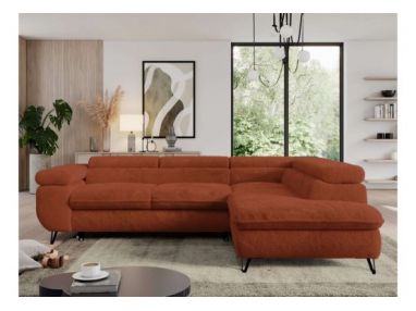 Narożnik - PEDRO L - strona prawa - pomarańczowy, plusz