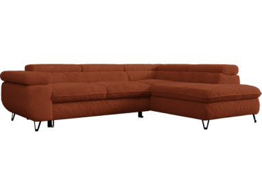 Narożnik - PEDRO L - strona prawa - pomarańczowy, plusz