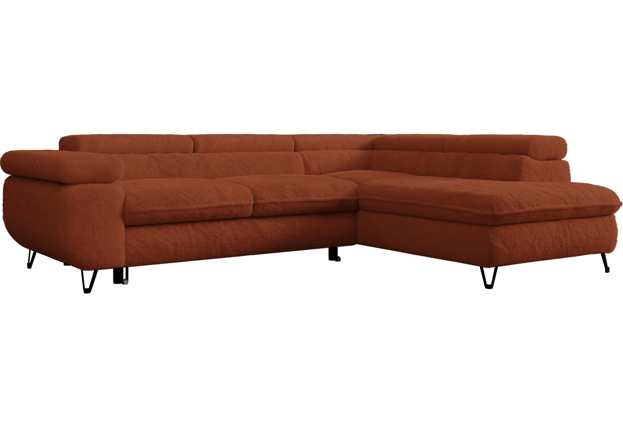 Narożnik - PEDRO L - strona prawa - pomarańczowy, plusz