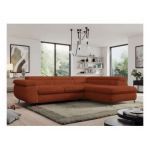 Narożnik - PEDRO L - strona prawa - pomarańczowy, plusz