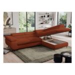 Narożnik - PEDRO L - strona prawa - pomarańczowy, plusz