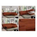 Narożnik - PEDRO L - strona prawa - pomarańczowy, plusz