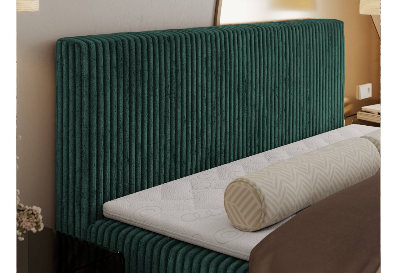 Łóżko kontynentalne TILIANO 160x200 - H3 - ciemnozielony, sztruks