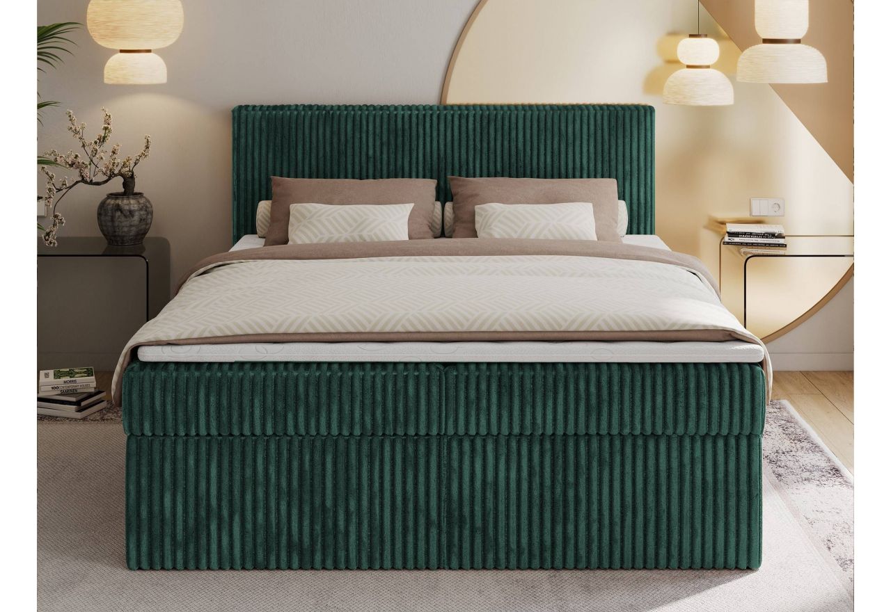 Łóżko kontynentalne TILIANO 180x200 - H3 - ciemnozielony, sztruks