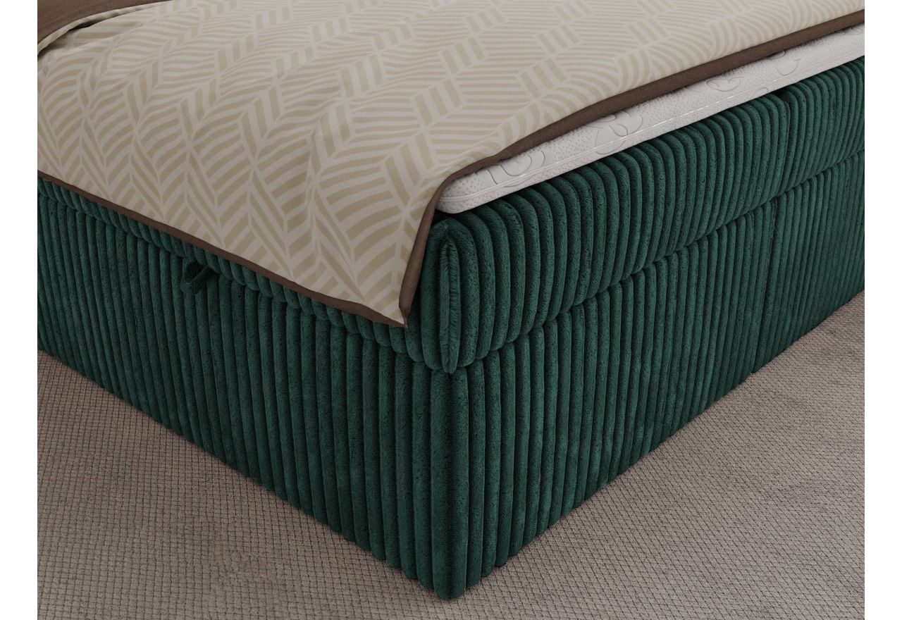 Łóżko kontynentalne TILIANO 140x200 - H4 - ciemnozielony, sztruks