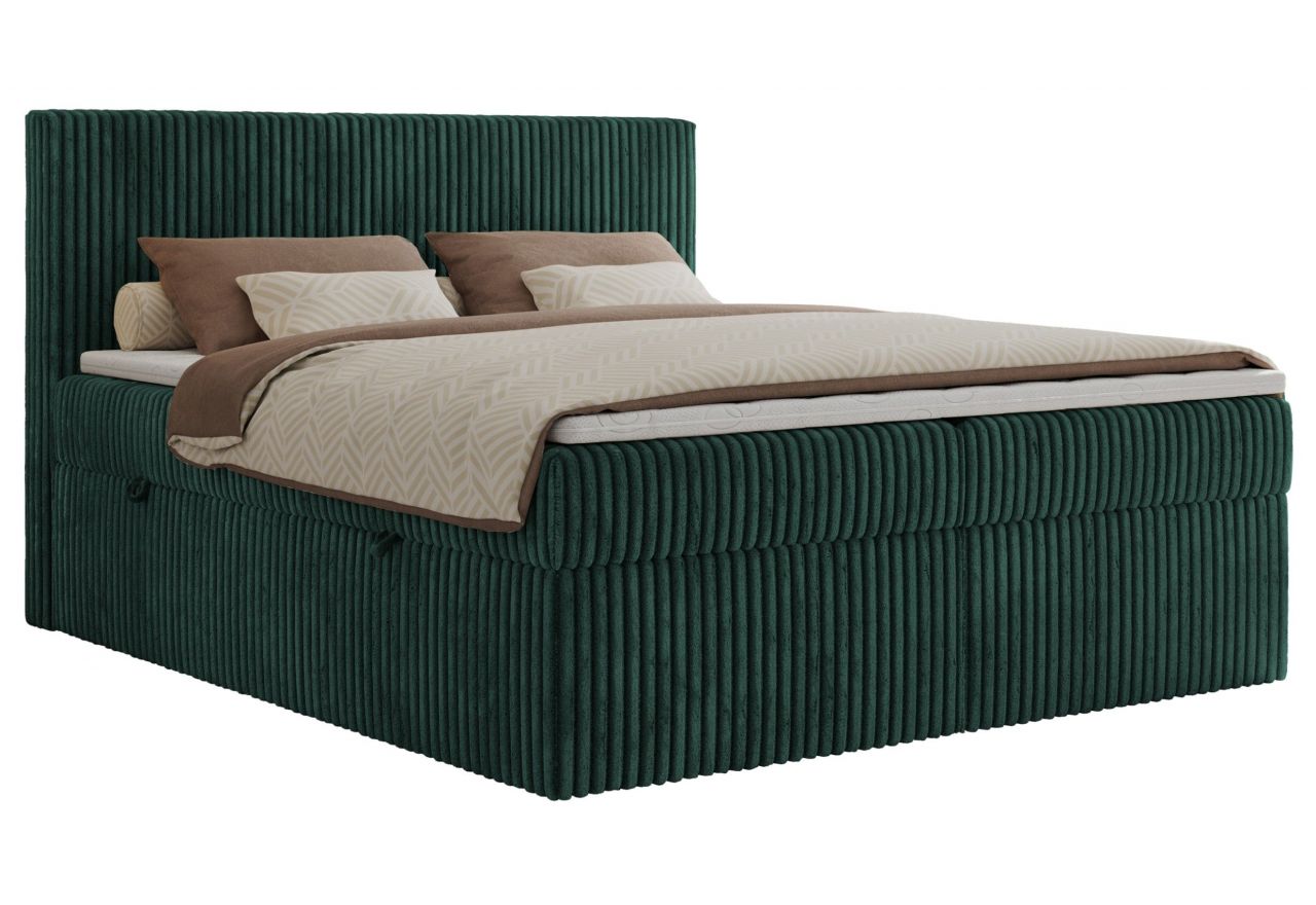 Łóżko kontynentalne TILIANO 140x200 - H4 - ciemnozielony, sztruks