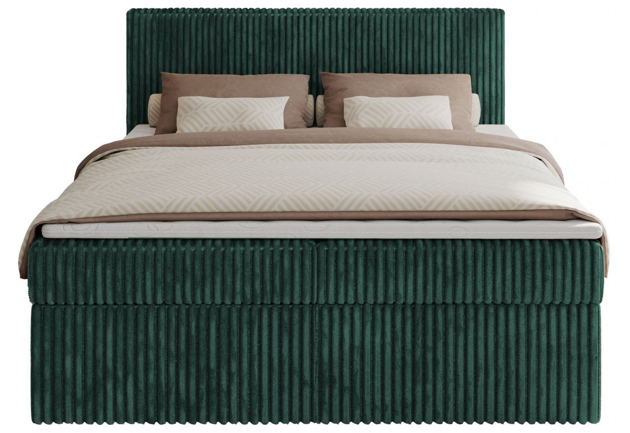 Łóżko kontynentalne TILIANO 140x200 - H4 - ciemnozielony, sztruks