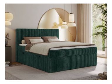 Łóżko kontynentalne TILIANO 160x200 - H4 - ciemnozielony, sztruks