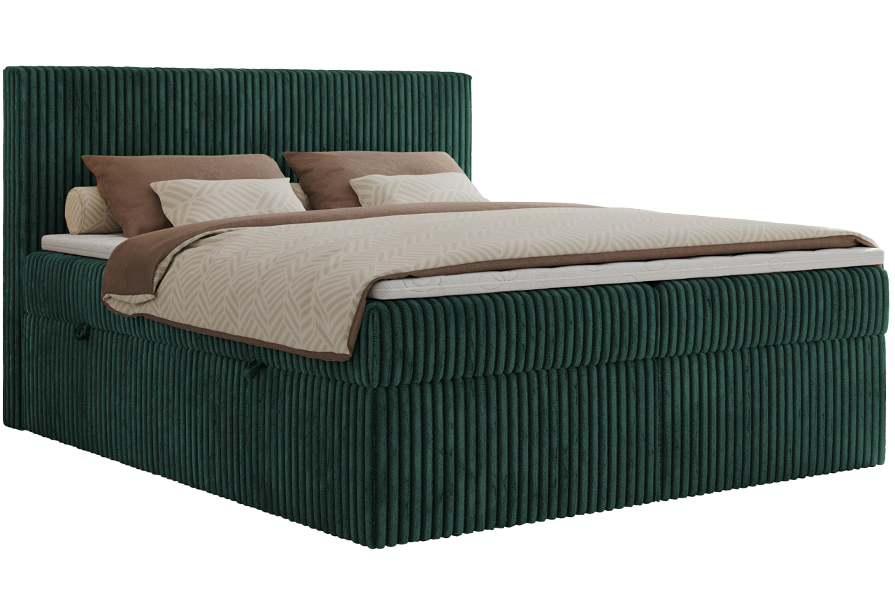 Łóżko kontynentalne TILIANO 160x200 - H4 - ciemnozielony, sztruks