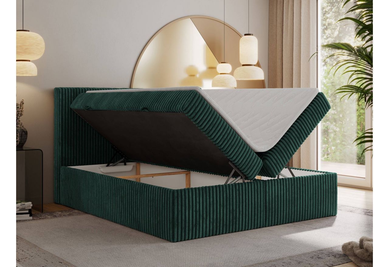 Łóżko kontynentalne TILIANO 160x200 - H4 - ciemnozielony, sztruks
