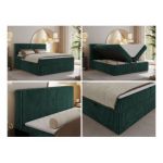 Łóżko kontynentalne TILIANO 160x200 - H4 - ciemnozielony, sztruks