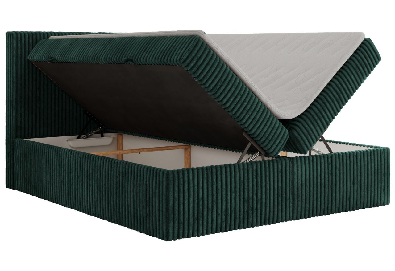 Łóżko kontynentalne TILIANO 160x200 - H4 - ciemnozielony, sztruks