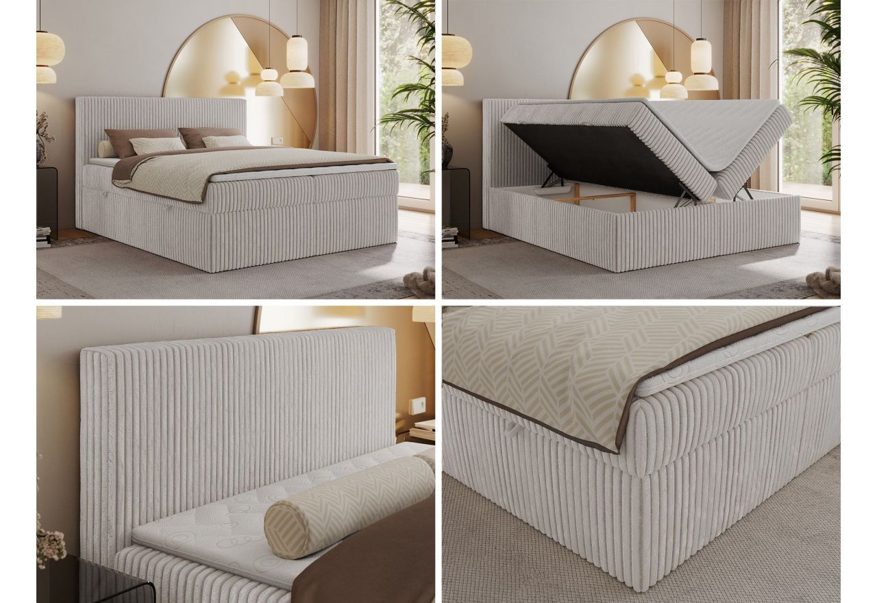 Łóżko kontynentalne TILIANO 140x200 - H3 - jasnoszary, sztruks