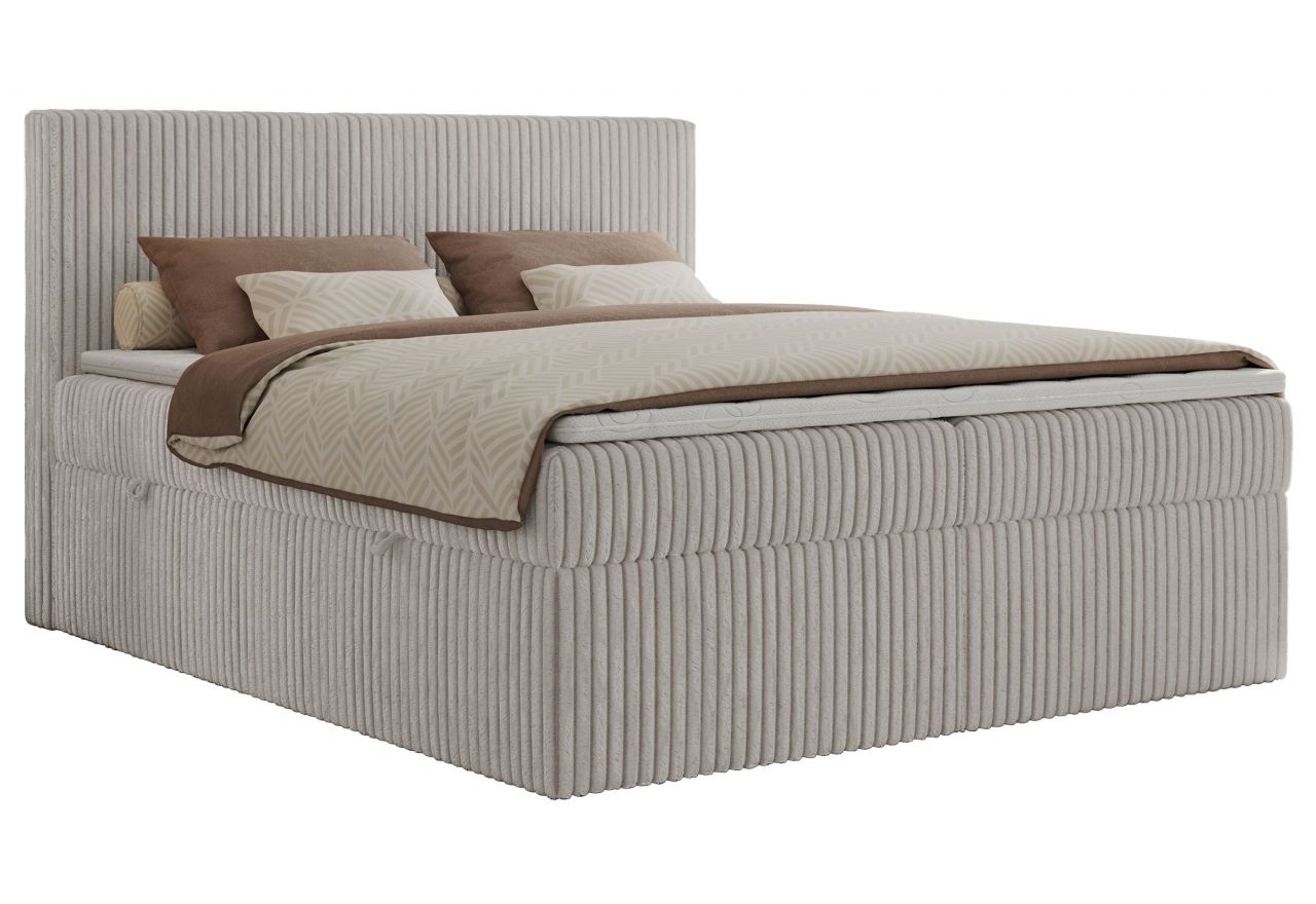 Łóżko kontynentalne TILIANO 140x200 - H3 - jasnoszary, sztruks