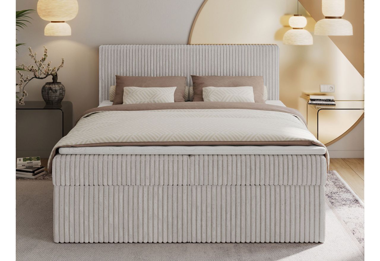 Łóżko kontynentalne TILIANO 160x200 - H3 - jasnoszary, sztruks