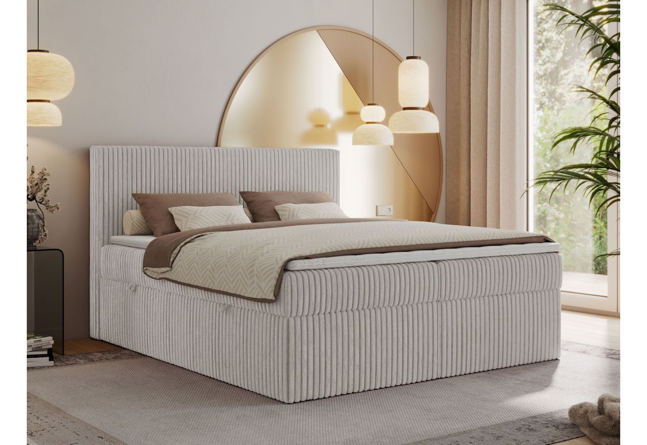 Łóżko kontynentalne TILIANO 180x200 - H3 - jasnoszary, sztruks