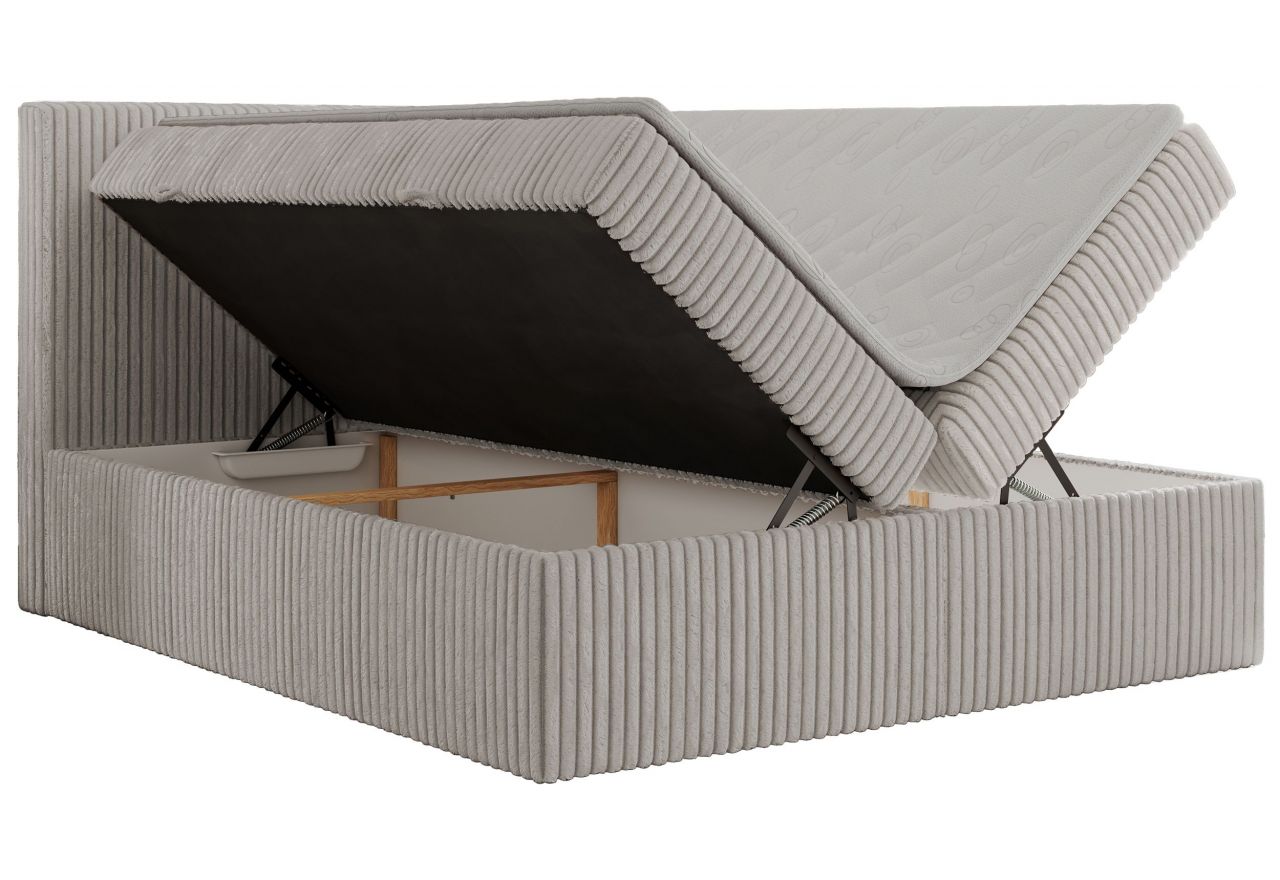 Łóżko kontynentalne TILIANO 200x200 - H3 - jasnoszary, sztruks