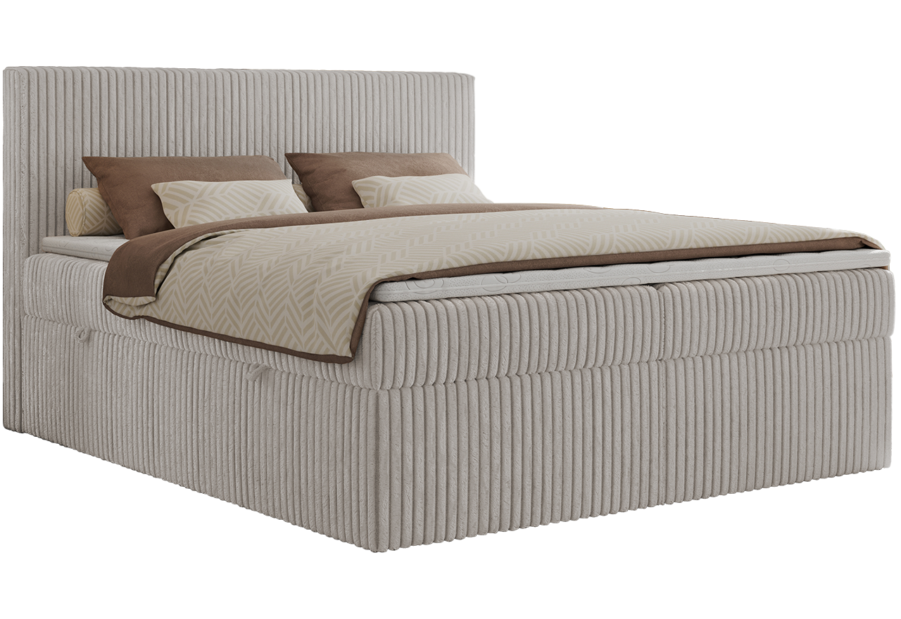 Łóżko kontynentalne TILIANO 140x200 - H4 - jasnoszary, sztruks