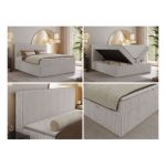 Łóżko kontynentalne TILIANO 140x200 - H4 - jasnoszary, sztruks