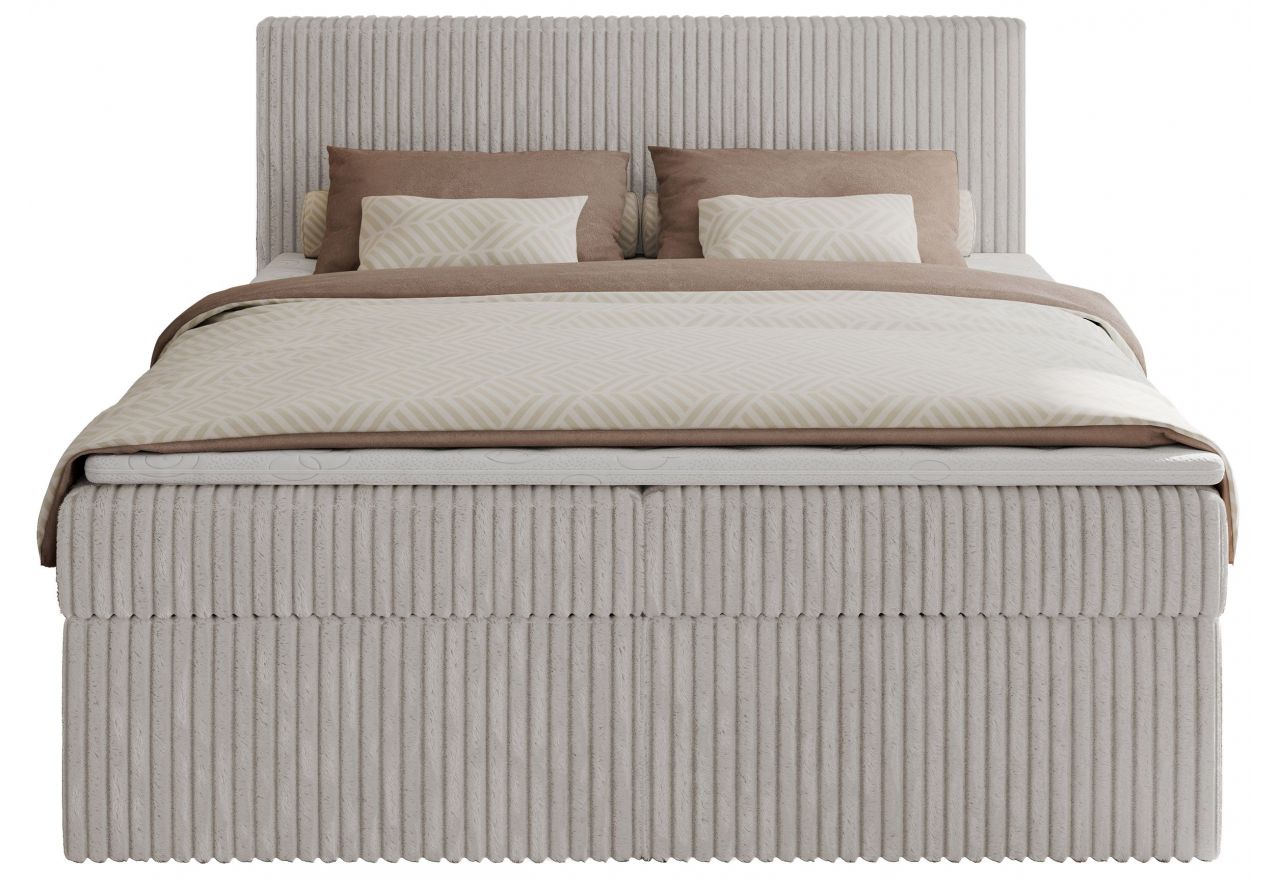 Łóżko kontynentalne TILIANO 140x200 - H4 - jasnoszary, sztruks