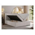 Łóżko kontynentalne TILIANO 180x200 - H4 - jasnoszary, sztruks