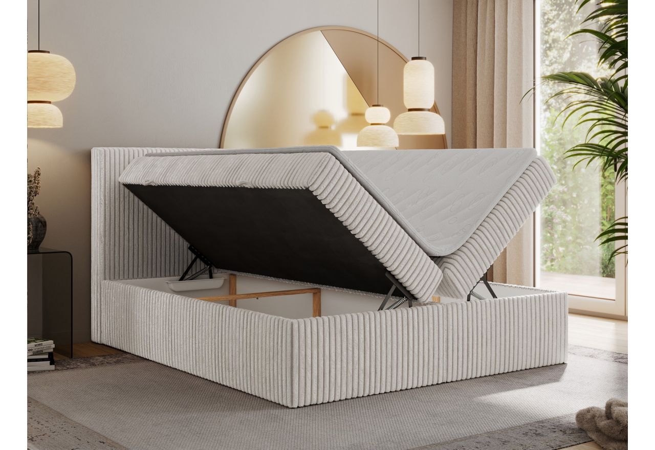 Łóżko kontynentalne TILIANO 200x200 - H4 - jasnoszary, sztruks