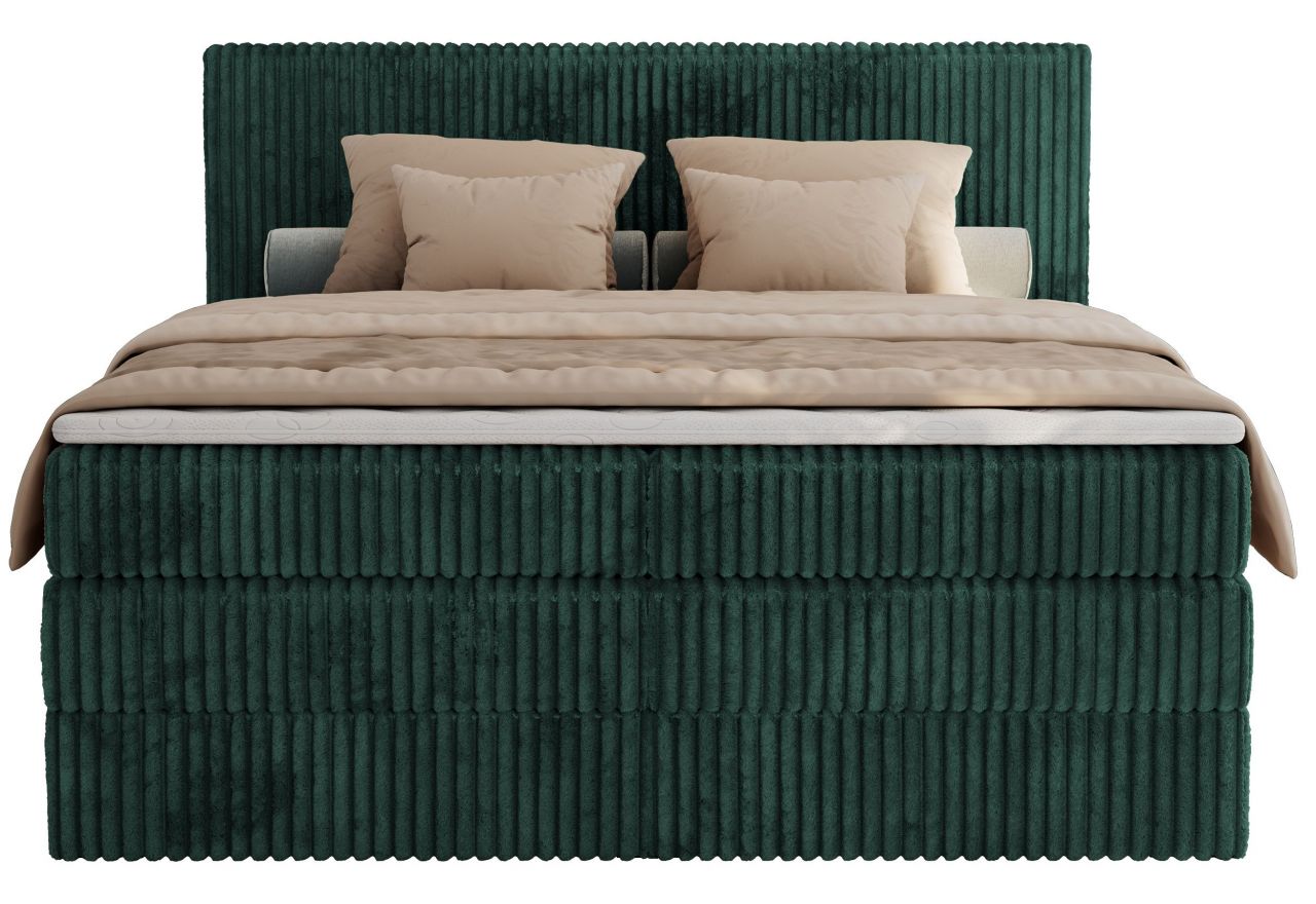 Łóżko kontynentalne TILIANO KING 140x200 - H3 - ciemnozielony, sztruks