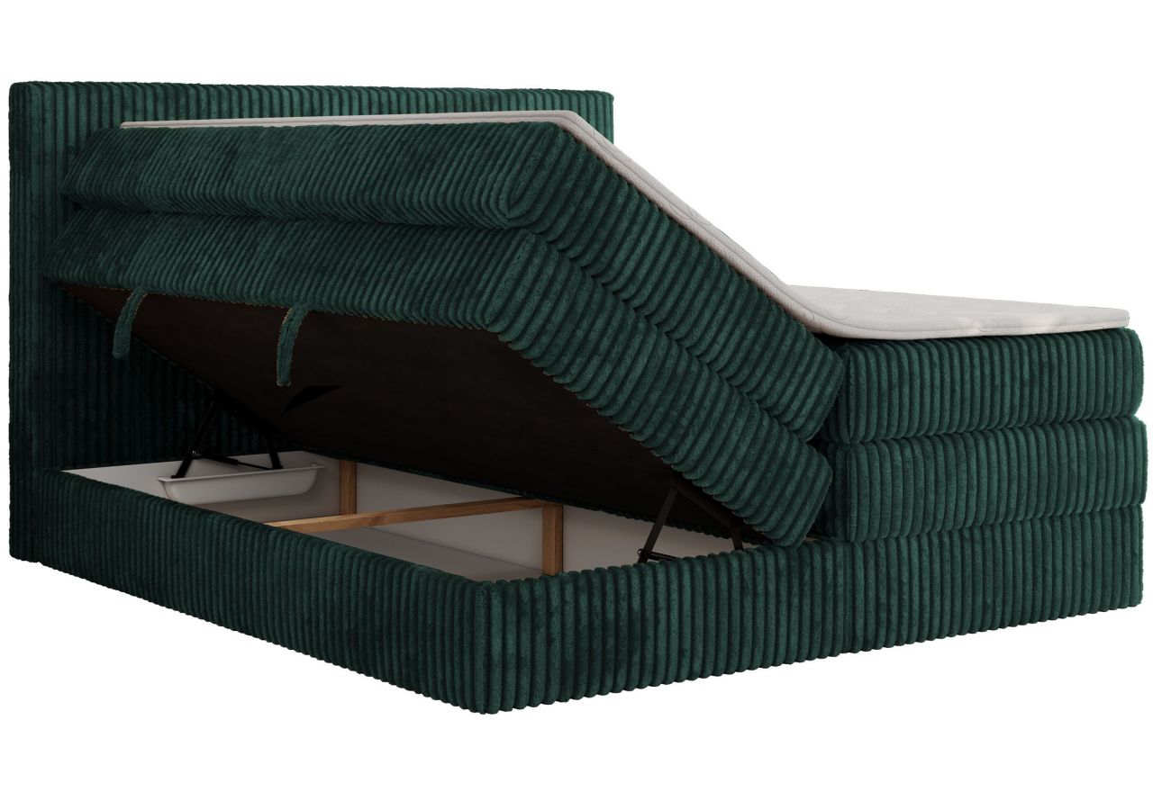 Łóżko kontynentalne TILIANO KING 140x200 - H3 - ciemnozielony, sztruks
