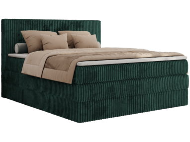 Łóżko kontynentalne TILIANO KING 160x200 - H3 - ciemnozielony, sztruks