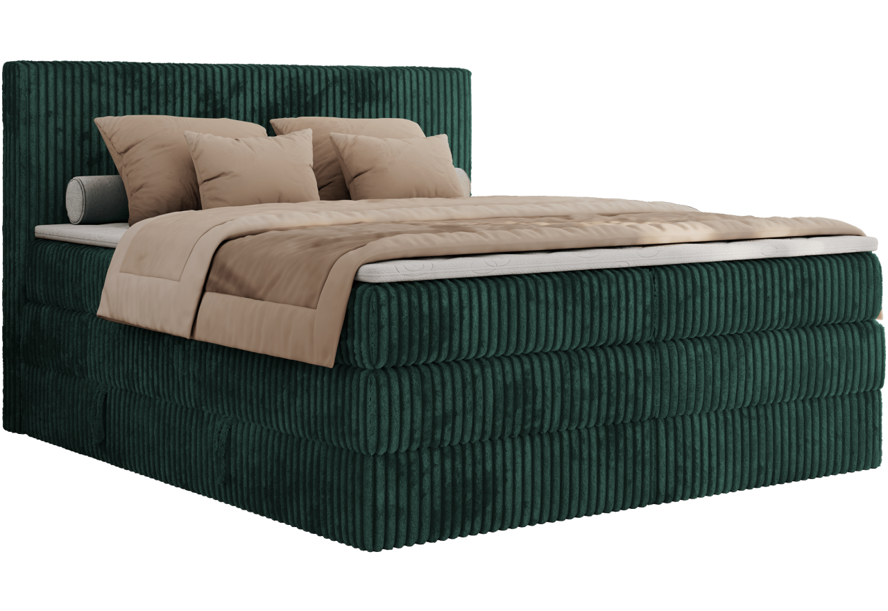 Łóżko kontynentalne TILIANO KING 160x200 - H3 - ciemnozielony, sztruks