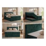 Łóżko kontynentalne TILIANO KING 160x200 - H3 - ciemnozielony, sztruks