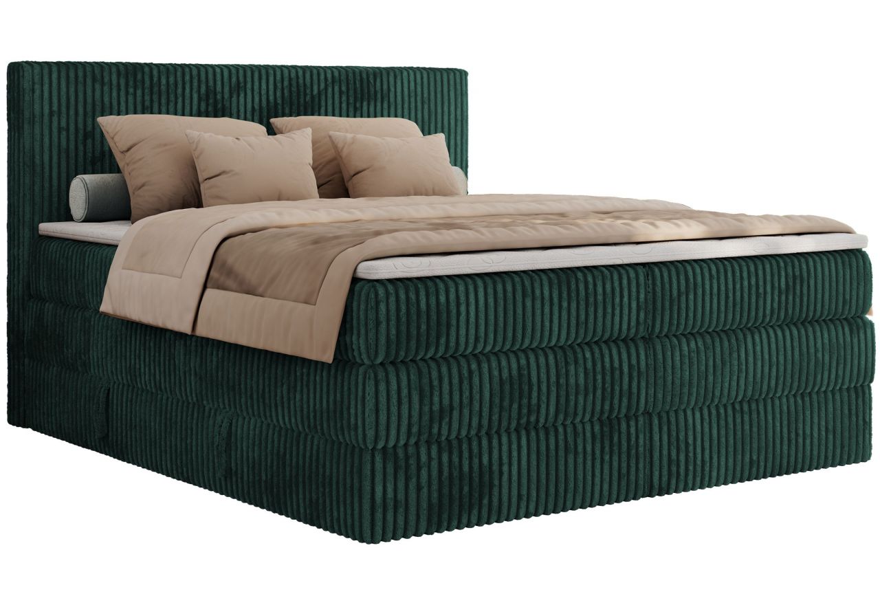 Łóżko kontynentalne TILIANO KING 200x200 - H3 - ciemnozielony, sztruks
