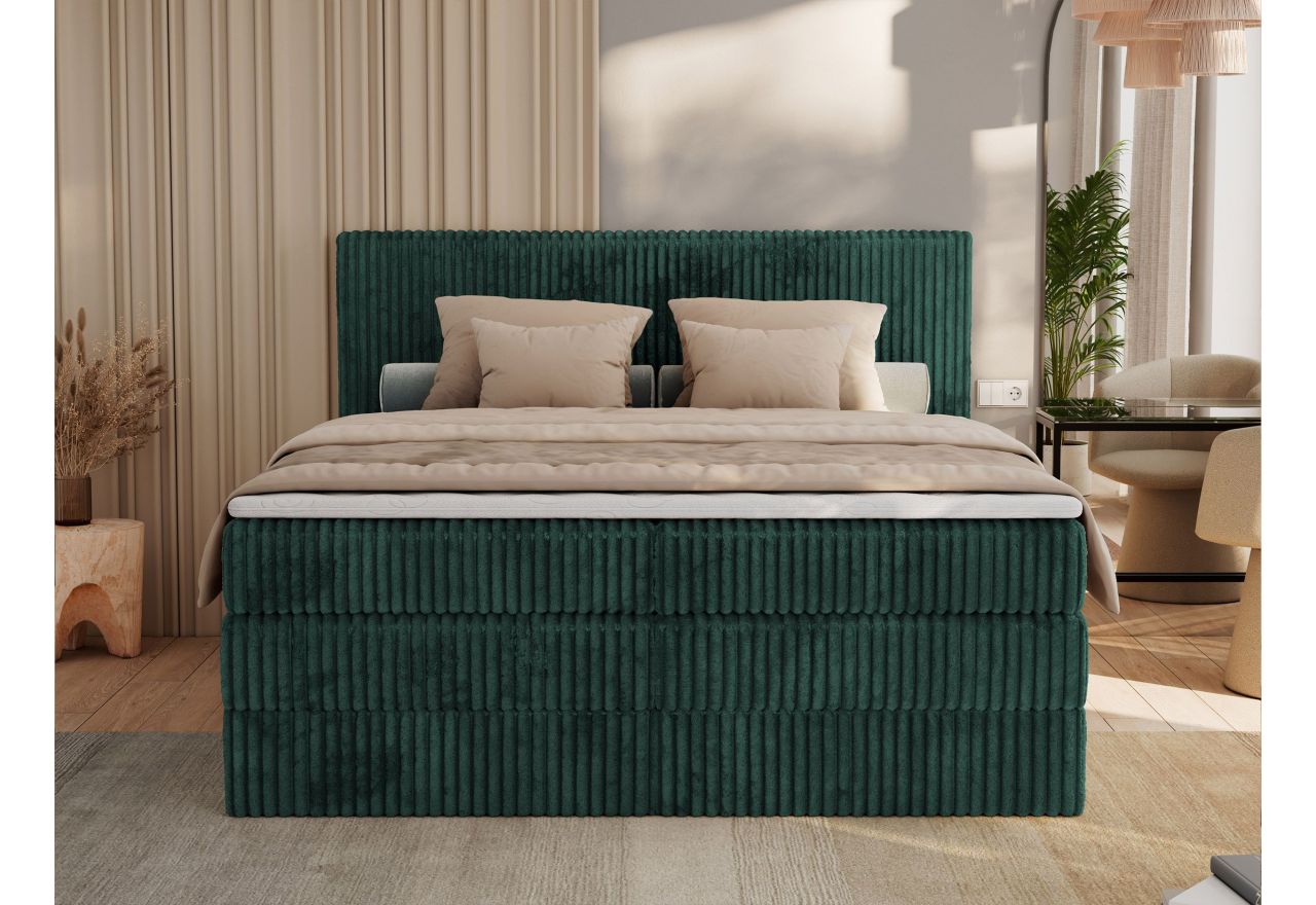 Łóżko kontynentalne TILIANO KING 180x200 - H4 - ciemnozielony, sztruks